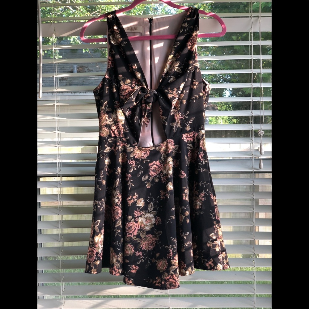 Floral front tie skater dress